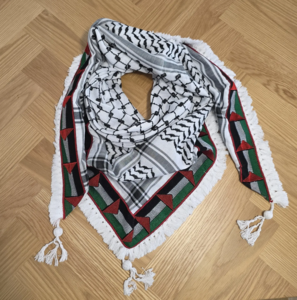 Hvid/sort med Palæstina flag Vævet, Keffiyeh