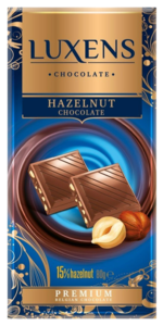Chokoladebar Hazelnut, Luxens 80g. (Bedst før 01/03-25)