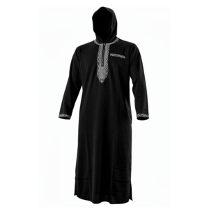 Sort thobe med hætte